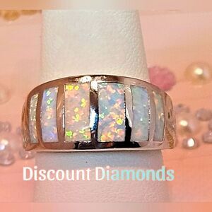 White Fire Opal Cocktail Ring on Stamped S925 Sterling Silver